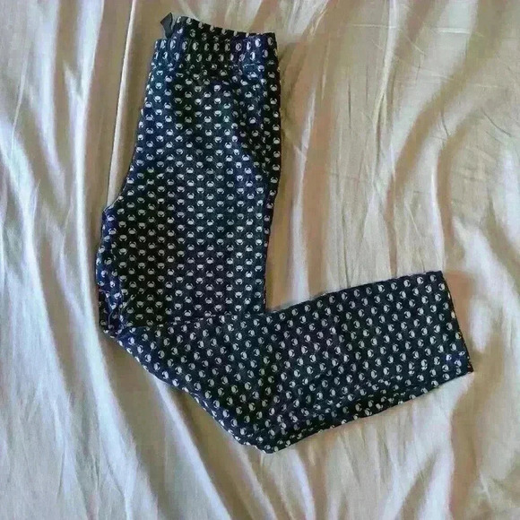 H&M, High-rise Trousers, Dark blue  with crabs , size 2 - Picture 1 of 8